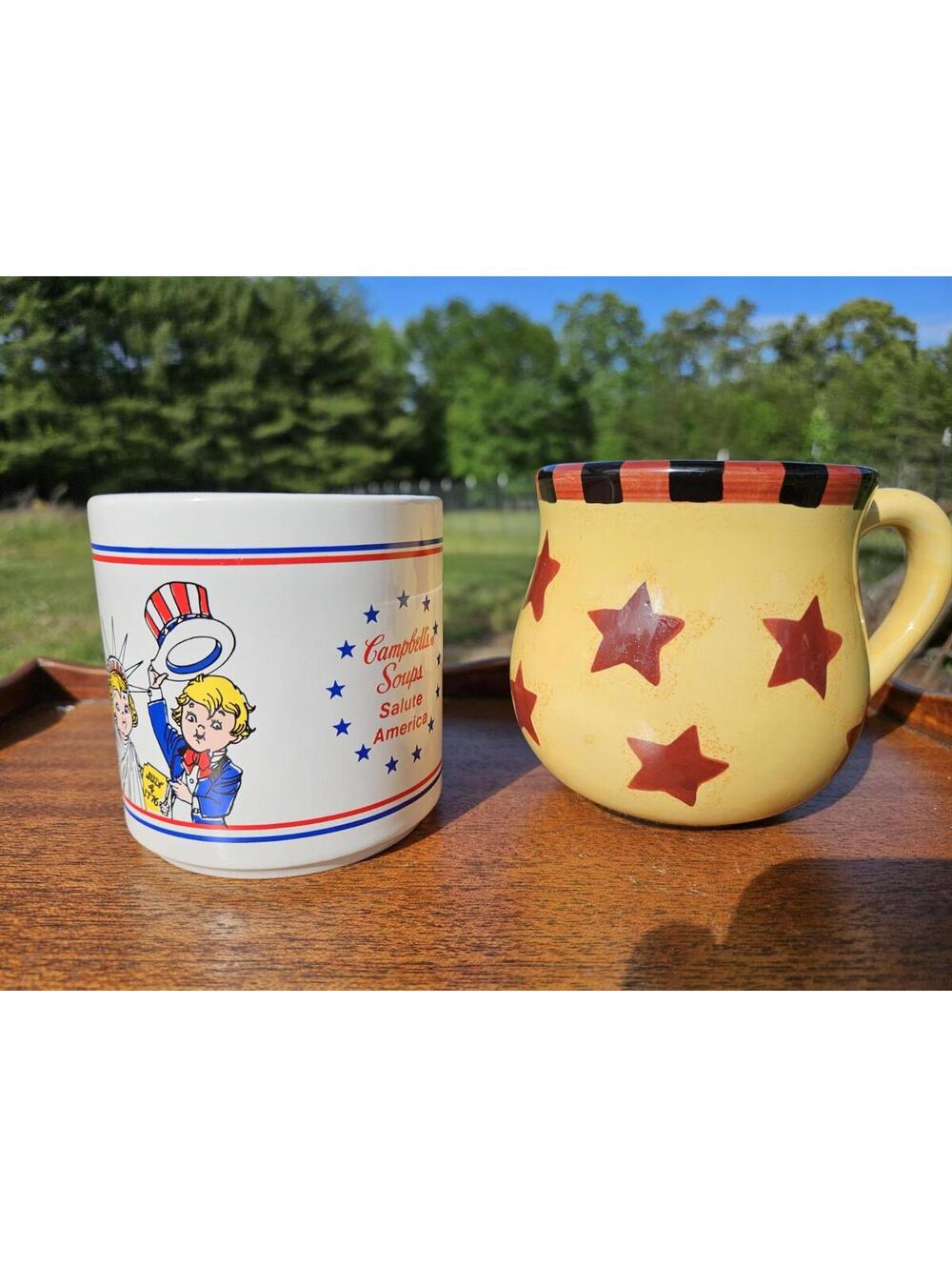 Collectible Patriotic Mugs - Bicentennial Campbell’s & Lang Folk Art Americana